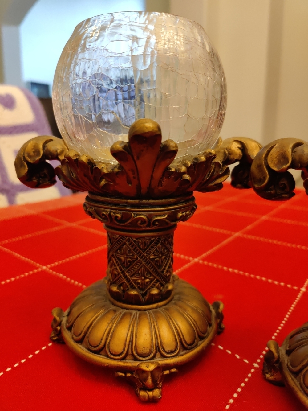 Ornate Gold Glass Globe Candle Holders - Set of 2 - Picture 7 of 10